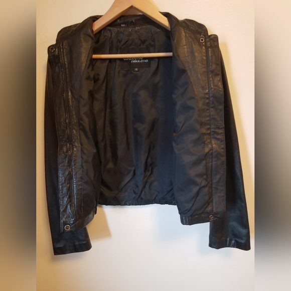 80s Wilson's Suede & Leather Black Cafe Racer Leather Crop Jacket - Picture 7 of 10